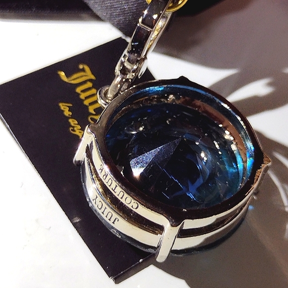 Juicy Couture Engraved Solitaire Sea Blue Green Jumbo Faceted Crystal NWT - Picture 5 of 12